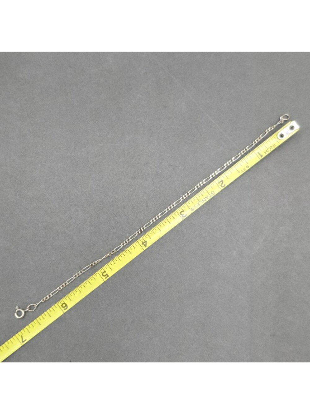 Vintage Sterling Silver Figaro Link Bracelet 6.75" Classic Italian Stackable - Picture 4 of 5
